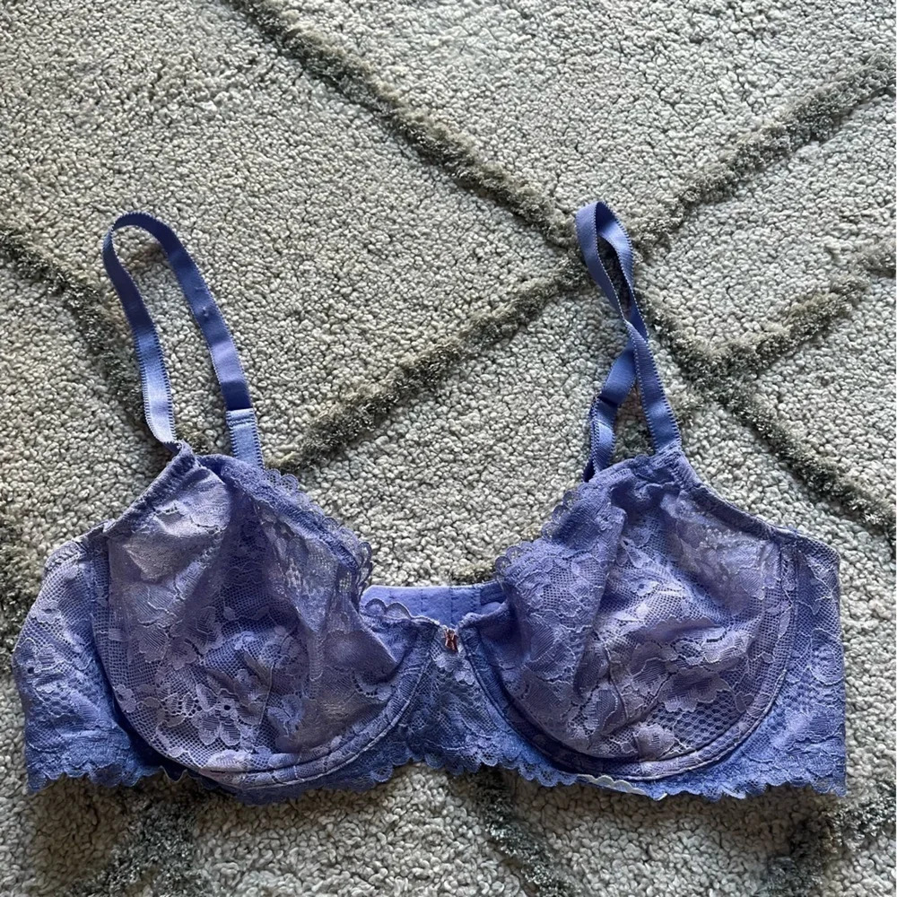 Savage x Fenty lace bra Purple sheer mesh sexy 38C